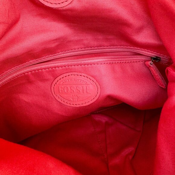 FOSSIL Erin Top Handle Fold-over Crossbody Shoulder Bag Pebbled Leather Coral - Picture 6 of 13